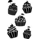 stencil Schablone 5 Cupcakes
